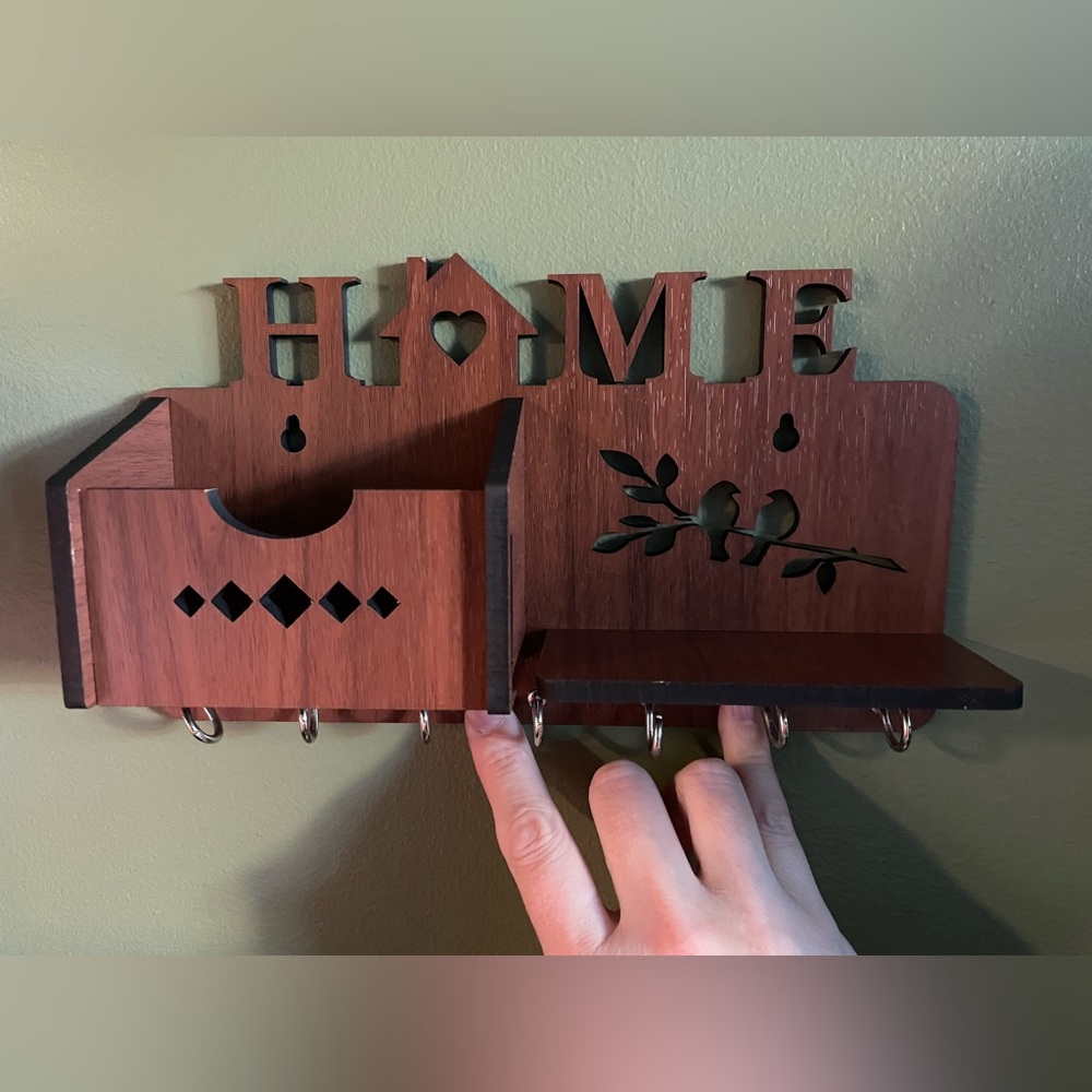 “Home” mail and key holder